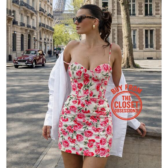 ZARA BLOGGER FAVE!!! Sweetheart Floral Mini Dress NWT - Picture 2 of 16